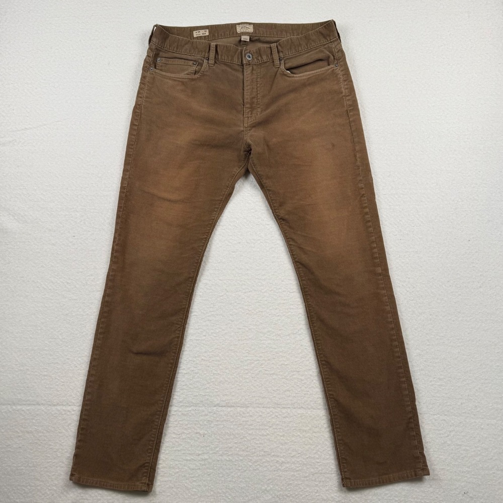 J.Crew 484 Slim Fit Corduroy Pants Mens 34x32 Brown Khaki 5 Pocket Stretch G7128
